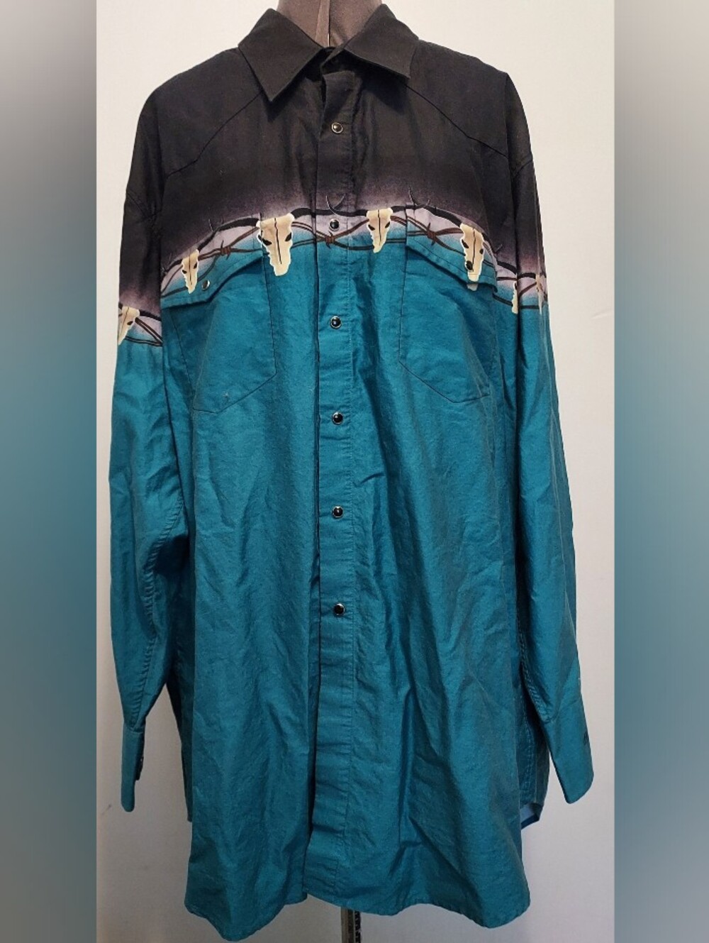 Cumberland Outfitters Mens Shirt Pearl Snap Bull Barb Wire Western Aztec 2XL